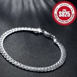 925 Sterling Silver Bracelet Cuban Snake Chain Link Birthday Christmas Gift NEW